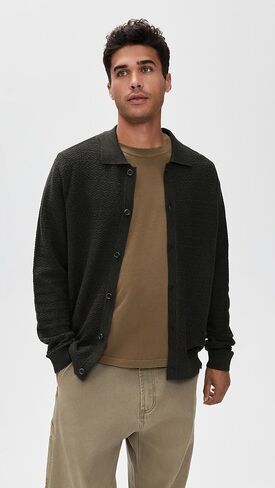 NN07 Men's Navi Cotton Full Button Sweater in Saudi Arabia