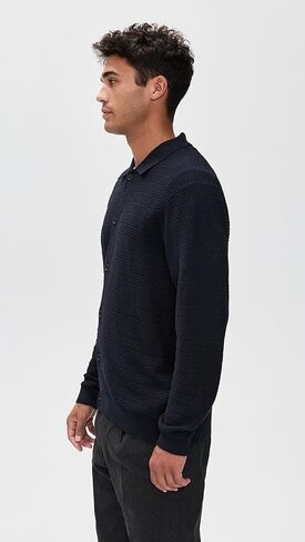 NN07 Men's Navi Cotton Full Button Sweater in Kuwait