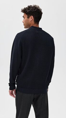 NN07 Men's Navi Cotton Full Button Sweater in Kuwait