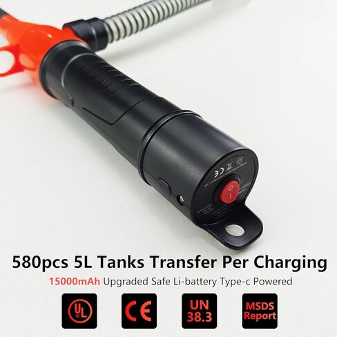 مضخة نقل الوقود المحمولة ببطارية ليثيوم 3.2GPM للغاز والديزل والماء ومضخة سيفون الغاز للبنزين والسيارات والدراجات النارية والتخييم ومدرجة في قائمة UL&CE، قابلة لإعادة الشحن عبر النوع C in Kuwait