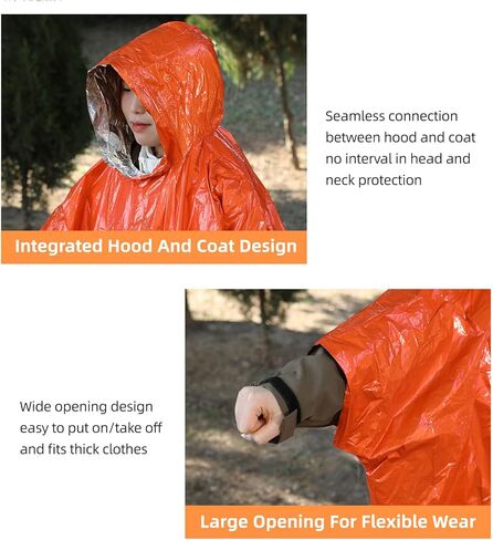 SUNGOOYUE Rain Poncho, 4pcs Reflective Windproof Rainproof Insulated Emergency Raincoat with Whistle Storage Bag for Hiking Camping (4PCS Orange) in Saudi Arabia