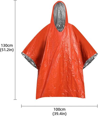 SUNGOOYUE Rain Poncho, 4pcs Reflective Windproof Rainproof Insulated Emergency Raincoat with Whistle Storage Bag for Hiking Camping (4PCS Orange) in Saudi Arabia