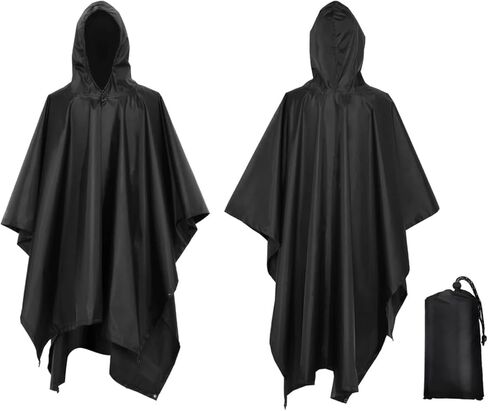 Rain Poncho Waterproof Outdoor 3-in-1 Waterproof Rain Poncho Lightweight Hooded Coat Picnic Mat Blanket(Blue) in Saudi Arabia