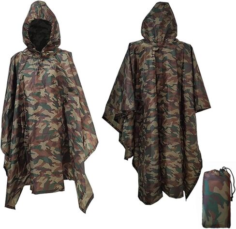 Rain Poncho Waterproof Outdoor 3-in-1 Waterproof Rain Poncho Lightweight Hooded Coat Picnic Mat Blanket(Blue) in Saudi Arabia