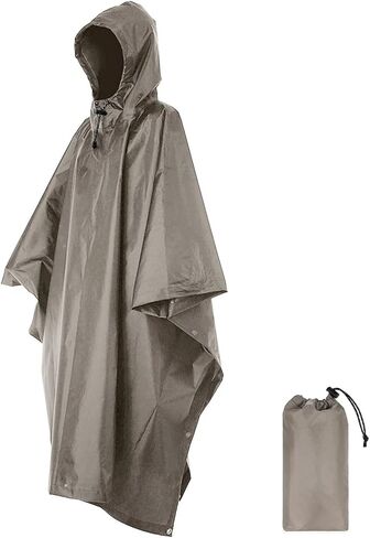 Rain Poncho Waterproof Outdoor 3-in-1 Waterproof Rain Poncho Lightweight Hooded Coat Picnic Mat Blanket(Color 1) in Saudi Arabia