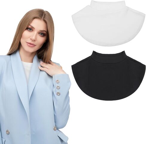 2 Pcs Cleavage Cover up for Low Neckline, Faux Collar Women Detachable Modesty Panel Mock Camisole Cleavage Cover Suitable for Women and Girls Practical and Versatile in Saudi Arabia