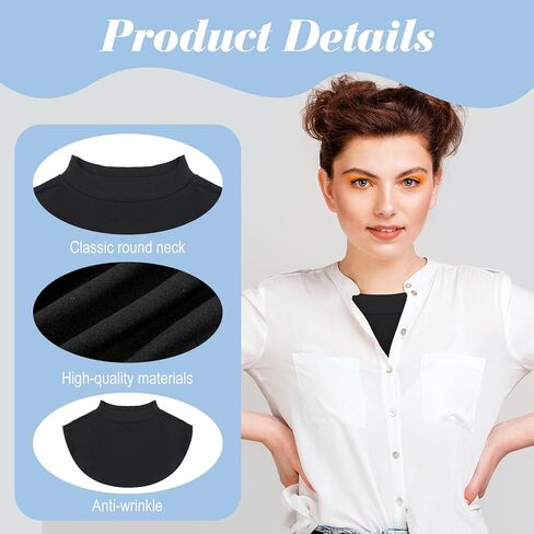 2 Pcs Cleavage Cover up for Low Neckline, Faux Collar Women Detachable Modesty Panel Mock Camisole Cleavage Cover Suitable for Women and Girls Practical and Versatile in Saudi Arabia