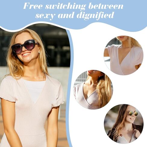 2 Pcs Cleavage Cover up for Low Neckline, Faux Collar Women Detachable Modesty Panel Mock Camisole Cleavage Cover Suitable for Women and Girls Practical and Versatile in Saudi Arabia
