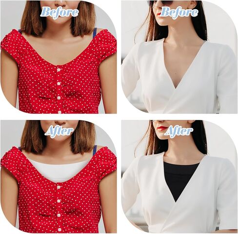 2 Pcs Cleavage Cover up for Low Neckline, Faux Collar Women Detachable Modesty Panel Mock Camisole Cleavage Cover Suitable for Women and Girls Practical and Versatile in Saudi Arabia