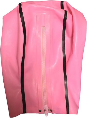 قناع مطاطي بغطاء رأس من اللاتكس من IOKUKI مصنوع يدويًا للرجال والنساء، قناع فم مفتوح من اللاتكس مع سحاب خلفي وتنفس للأنف in Kuwait