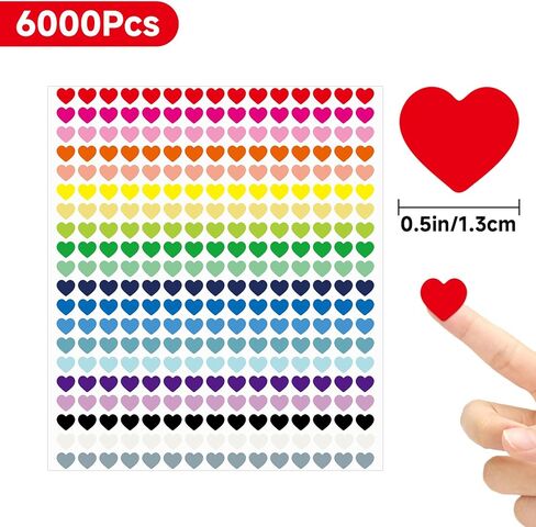 Anwyll 6000Pcs Heart Stickers - 1/2Inch Tiny Mini Small Heart Shape Sticker for Teen Adult Happy Valentines Day Hearts Stickers Self Adhesive Love Sticker for Envelope Seal Card Crafts Gift Packaging in Saudi Arabia