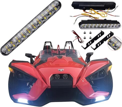 LED DRL & Amber Turn Signal 2PCS Kit for Polaris Slingshot - White Fog Daytime Light in Kuwait