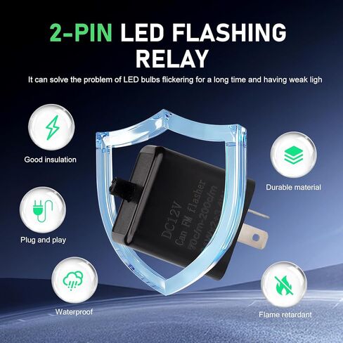 Pack-1 LED Flasher Relay, 12V Adjustable Turn Signal Relay, 2-pin Hyper Indicator Flasher Strobe, Universal for Most Motorcycles (Black #1) in Saudi Arabia
