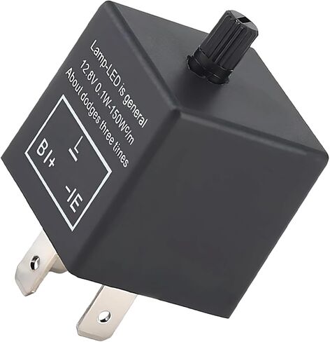 مرحل فلاش LED CF13، مرحل قابل للتعديل بثلاثة دبابيس من أجل إشارة الانعطاف الوامضة المفرطة ومشكلة التحذير من المخاطر، أداة إصلاح تردد الفلاش التوصيل والتشغيل، لمعظم السيارات (أسود) in Kuwait
