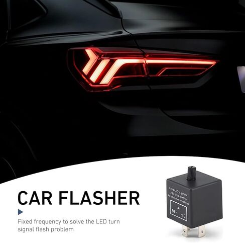 مرحل فلاش LED CF13، مرحل قابل للتعديل بثلاثة دبابيس من أجل إشارة الانعطاف الوامضة المفرطة ومشكلة التحذير من المخاطر، أداة إصلاح تردد الفلاش التوصيل والتشغيل، لمعظم السيارات (أسود) in Kuwait
