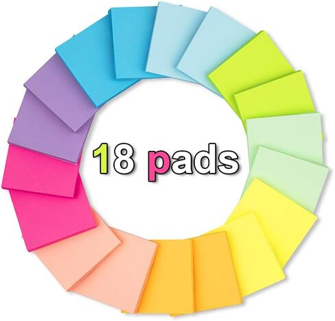 (18 Pack) Pop Up Sticky Notes Refill,3x3 in Popup Notepads,Accordion Stickies Super Sticking Power,Office School Memo Note Pads Bright Colors,Post on Windows Doors,Recyclable,Easy to Write on in Saudi Arabia