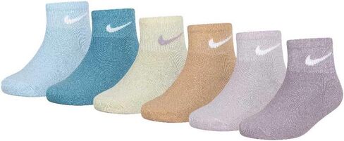 Nike girls 6-pack Lurex Quarter Sock (Toddler/Little Kid/Big Kid) in Saudi Arabia
