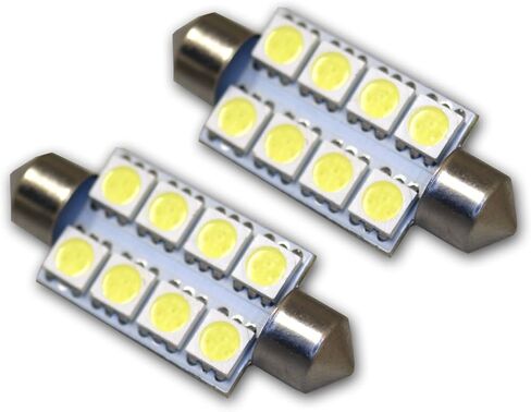 Tuningpros LEDUHL-39M-WS8 Under Hood Light LED Light Bulbs Festoon 39mm, 8 SMD LED White 2-pc Set in Saudi Arabia