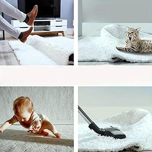 8pcs Triangular Rug Grippers Non-Slip, Dual-Sided Adhesive Pads, Easy to Apply & Remove,Washable, Keeps Corners Flat on Hardwood Floors & Tiles Deal for Bedrooms, Offices, Living Rooms in Saudi Arabia