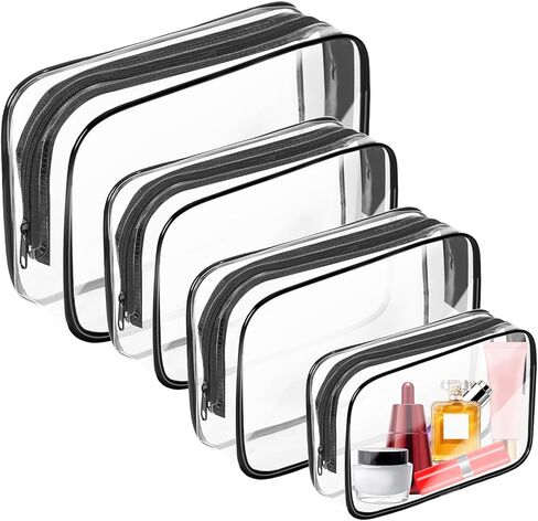 AURUZA Clear Makeup Bag,Portable Travel Toiletry Bags with Zipper, TSA Approved Clear Organizer Bags, PVC Cosmetic Pouch for Airport Airline Compliant in Kuwait