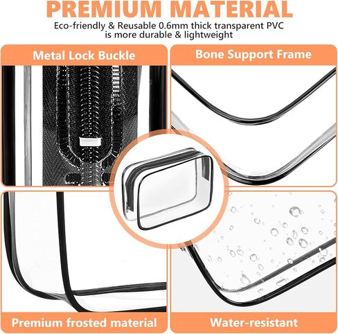 AURUZA Clear Makeup Bag,Portable Travel Toiletry Bags with Zipper, TSA Approved Clear Organizer Bags, PVC Cosmetic Pouch for Airport Airline Compliant in Kuwait