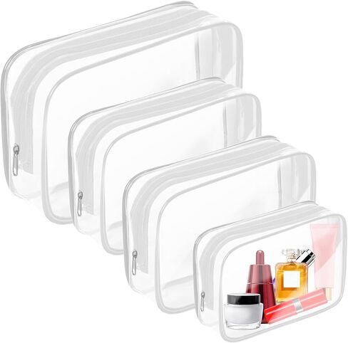 AURUZA Clear Makeup Bag,Portable Travel Toiletry Bags with Zipper, TSA Approved Clear Organizer Bags, PVC Cosmetic Pouch for Airport Airline Compliant in Kuwait
