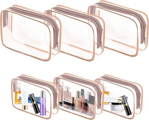 AURUZA Clear Makeup Bag,Portable Travel Toiletry Bags with Zipper, TSA Approved Clear Organizer Bags, PVC Cosmetic Pouch for Airport Airline Compliant in Kuwait