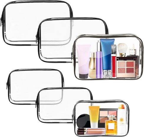 AURUZA Clear Makeup Bag,Portable Travel Toiletry Bags with Zipper, TSA Approved Clear Organizer Bags, PVC Cosmetic Pouch for Airport Airline Compliant in Kuwait