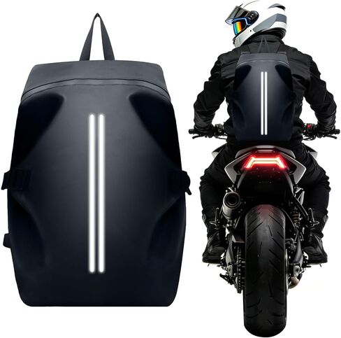 Waterproof Motorcycle Backpack - Helmet Backpack with Reflective Strips, Large Capacity Durable Cycling Backpacks for Men, Motorcycle Accessories Gear for Commuting & Outdoor Sports in Saudi Arabia