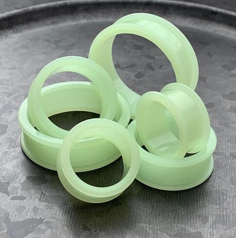 PAIR of Unique Glow in the Dark Solid Silicone Double Flare Tunnels - Plugs - Large Gauges - Body Jewelry in Saudi Arabia