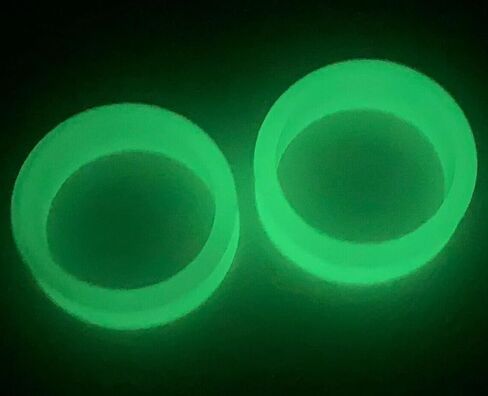 PAIR of Unique Glow in the Dark Solid Silicone Double Flare Tunnels - Plugs - Large Gauges - Body Jewelry in Saudi Arabia