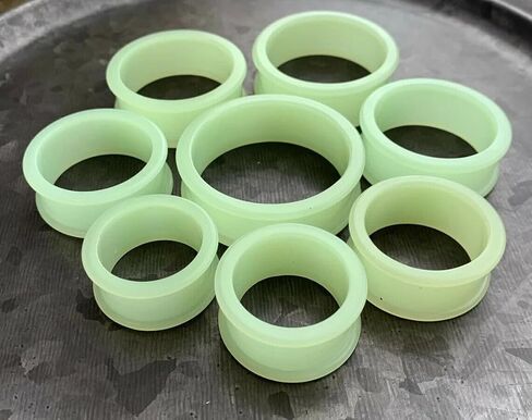 PAIR of Unique Glow in the Dark Solid Silicone Double Flare Tunnels - Plugs - Large Gauges - Body Jewelry in Saudi Arabia