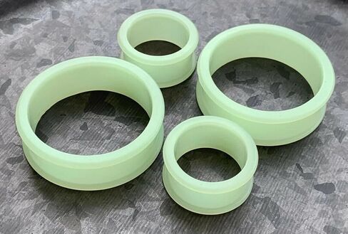 PAIR of Unique Glow in the Dark Solid Silicone Double Flare Tunnels - Plugs - Large Gauges - Body Jewelry in Saudi Arabia