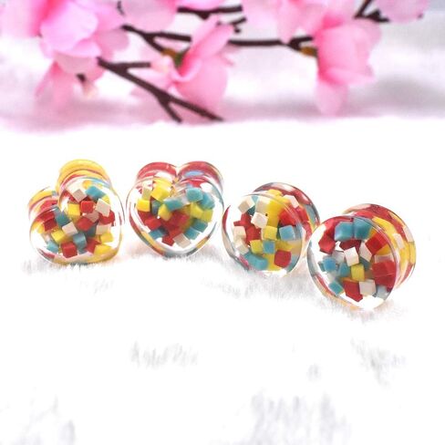 2 أزواج من المربعات الملونة من الأكريليك أنفاق الأذن المقابس المتوسعة مقاييس ثقب الجسم مجوهرات حجم 0 جم (8 مم) إلى 1 بوصة (25 مم)) in Kuwait