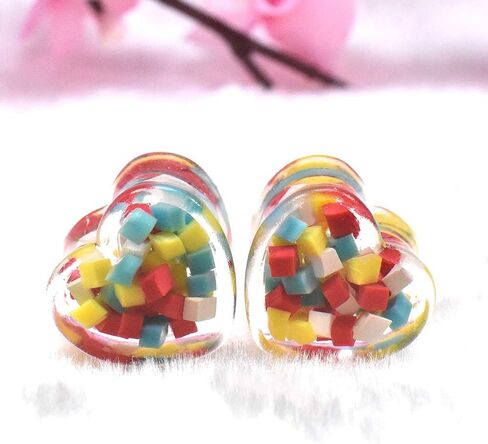 2 أزواج من المربعات الملونة من الأكريليك أنفاق الأذن المقابس المتوسعة مقاييس ثقب الجسم مجوهرات حجم 0 جم (8 مم) إلى 1 بوصة (25 مم)) in Kuwait