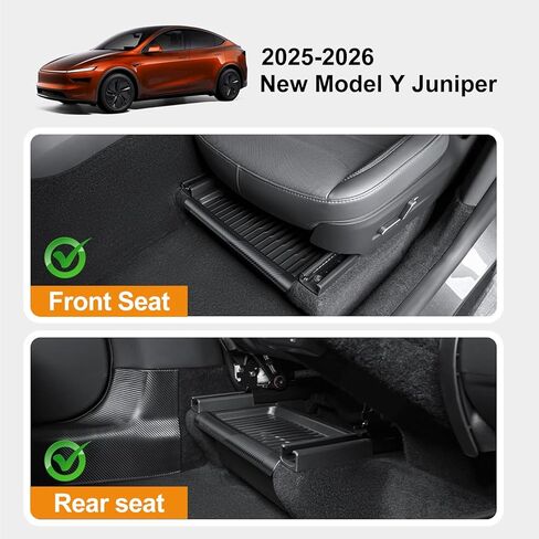 صندوق تخزين تحت المقعد لـ 2025-2026 Tesla Model Y Juniper - مجموعة منظم مغطاة مانعة للتسرب، مادة TPE، مقبض سريع السحب، تركيب آمن مضاد للانزلاق للمقاعد الأمامية in Saudi Arabia
