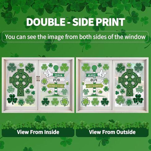 9 Sheets St. Patrick's Day Window Clings Double Sided Reusable St. Patrick's Day Window Decals Stickers for Irish Festival Holiday Party Shop Glass Display Decoration in Kuwait