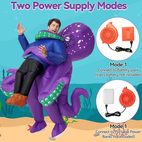 زي الأخطبوط القابل للنفخ للبالغين، زي مخلوق البحر القابل للنفخ للنساء والرجال، أزياء الهالوين المضحكة لحفلات الهالوين التنكرية in Kuwait