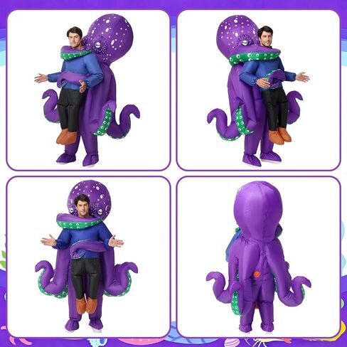 زي الأخطبوط القابل للنفخ للبالغين، زي مخلوق البحر القابل للنفخ للنساء والرجال، أزياء الهالوين المضحكة لحفلات الهالوين التنكرية in Kuwait