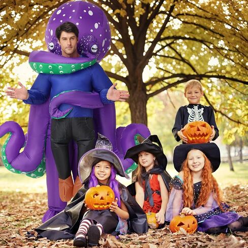 زي الأخطبوط القابل للنفخ للبالغين، زي مخلوق البحر القابل للنفخ للنساء والرجال، أزياء الهالوين المضحكة لحفلات الهالوين التنكرية in Kuwait