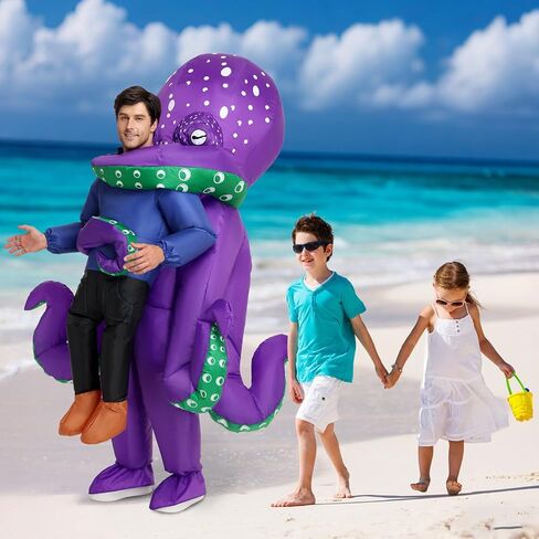 زي الأخطبوط القابل للنفخ للبالغين، زي مخلوق البحر القابل للنفخ للنساء والرجال، أزياء الهالوين المضحكة لحفلات الهالوين التنكرية in Kuwait