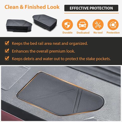 TACOBRO Bed Rail Stake Pocket Covers Compatible with Chevy Silverado EV 2024-2026 /GMC Sierra EV 2026 2025 2024 Rear Holes Truck Bed Rail Hole Plugs Stake Pocket Caps Cover in Saudi Arabia