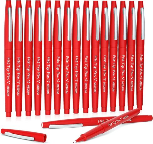 Lelix Felt Tip Pens, 15 Red Pack, 0.7mm Medium Point, Felt Tip Markers Pens for Journaling, Writing, Note Taking, Planner, Perfect for School Office and Art Supplies in Kuwait