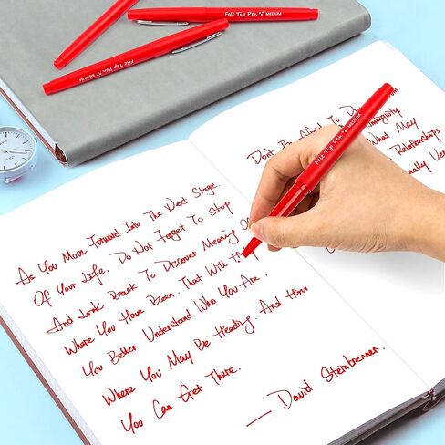 Lelix Felt Tip Pens, 15 Red Pack, 0.7mm Medium Point, Felt Tip Markers Pens for Journaling, Writing, Note Taking, Planner, Perfect for School Office and Art Supplies in Kuwait