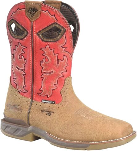PHANTOM RIDER DOUBLE-H Henly 11" Waterproof Square Composite Toe Roper Boots for Men with Atlantic Real Leather Vamp and Goji Berry Red Leather Shaft, Red - 11.5 2E in Saudi Arabia
