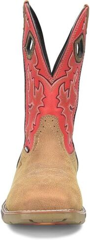 PHANTOM RIDER DOUBLE-H Henly 11" Waterproof Square Composite Toe Roper Boots for Men with Atlantic Real Leather Vamp and Goji Berry Red Leather Shaft, Red - 11.5 2E in Saudi Arabia