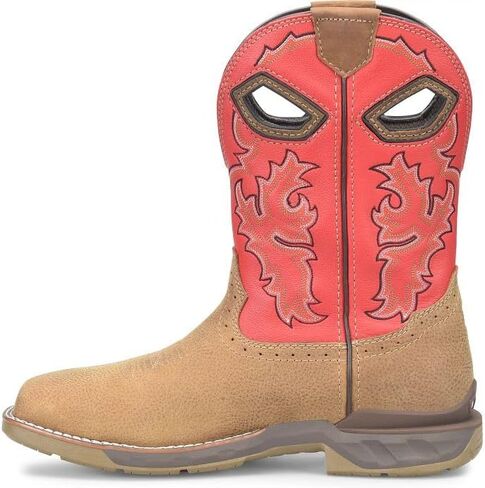 PHANTOM RIDER DOUBLE-H Henly 11" Waterproof Square Composite Toe Roper Boots for Men with Atlantic Real Leather Vamp and Goji Berry Red Leather Shaft, Red - 11.5 2E in Saudi Arabia