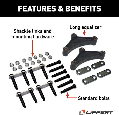 Lippert Replacement Tandem Axle Attaching Parts (AP) Kit with Long Equalizer and Standard Bolts for RV Trailer Suspensions - 121099 in Saudi Arabia