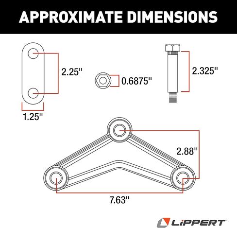 Lippert Replacement Tandem Axle Attaching Parts (AP) Kit with Long Equalizer and Standard Bolts for RV Trailer Suspensions - 121099 in Saudi Arabia