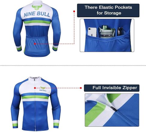 طقم جيرسي لركوب الدراجات للرجال - قميص عاكس للضوء سريع الجفاف لركوب الدراجات وسروال طويل مبطن ثلاثي الأبعاد لركوب الدراجات وأكمام طويلة أزرق in Kuwait